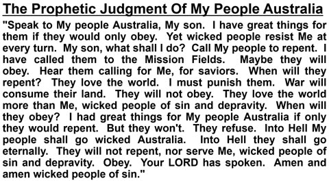 The Prophetic Judgment Of My People Australia