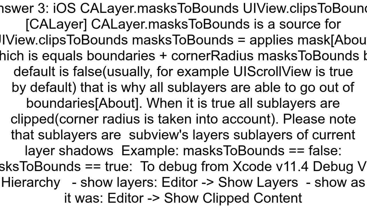 What UIView layermasksToBounds is doing if set to YES