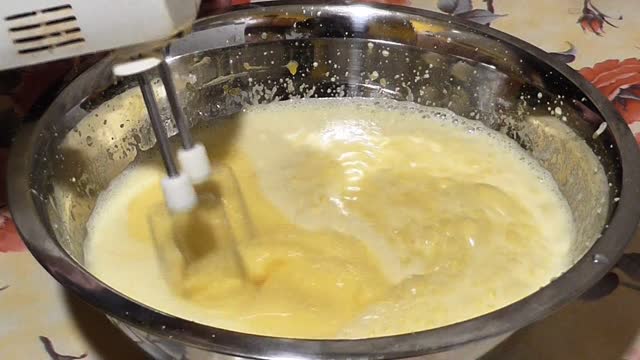 Beating eggs in bowl
