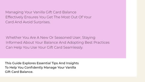 Vanilla Gift Card Balance