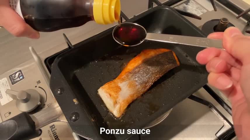 Add The Ponzu Sauce To The Salmon