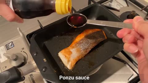 Add The Ponzu Sauce To The Salmon