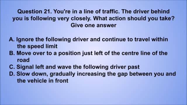 Free Official DVSA Driving Theory Car Mock Test 50 Questions & Answers 2022 Updated UK #3