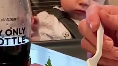 Funny Baby Eating Sleepy