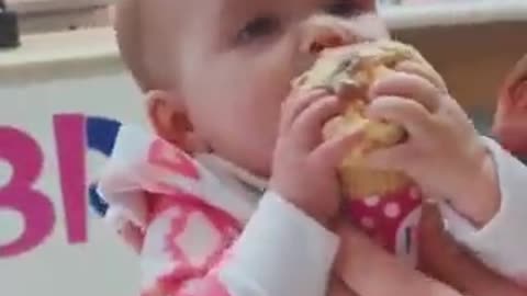 Baby first time taste ice cream