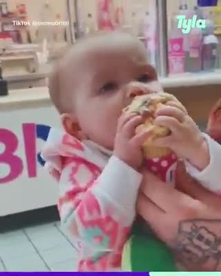 Baby first time taste ice cream