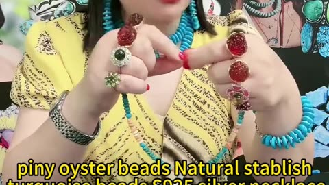 GN-20241016-07 piny oyster beads Natural stablish turquoise beads S925 silver necklace jewelry