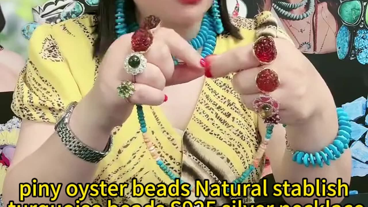 GN-20241016-07 piny oyster beads Natural stablish turquoise beads S925 silver necklace jewelry