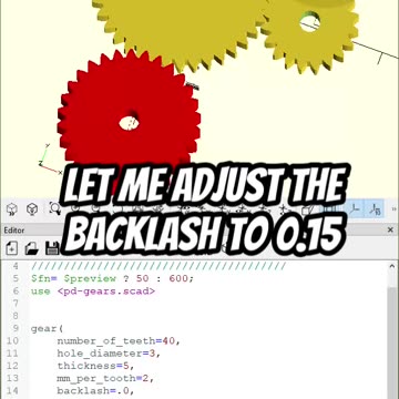 OpenScad: Gear Library Backlash