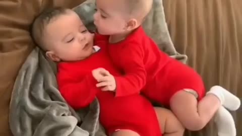 cute babies in home happy mood