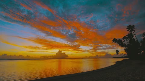 night falls on the beach