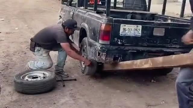 How to change a tire without a jack?