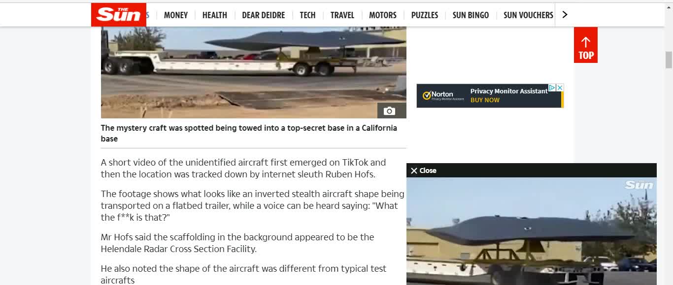 Strange Craft seen on flatbed in Lockheed Martin facility, Mojave desert