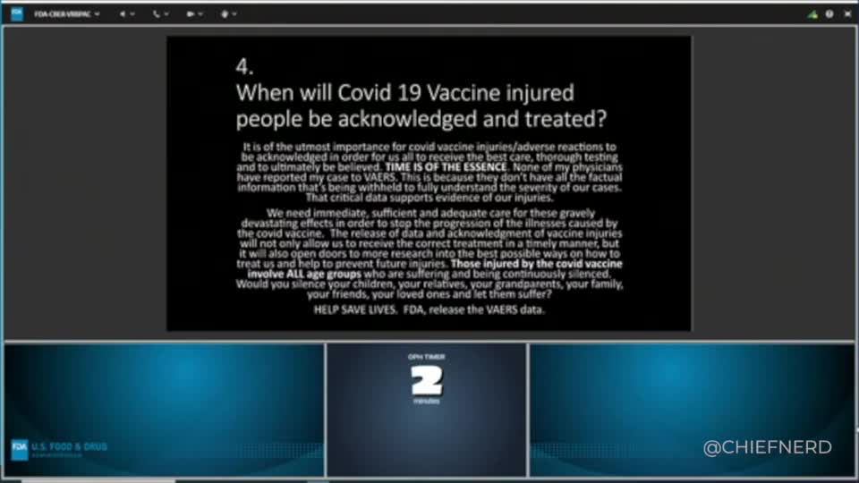 Vaccine Injured 37-Year-Old Alexis Robinson Calls into the FDA VRBPAC Meeting