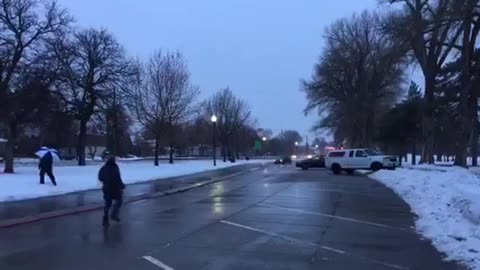 Car u turn hit person drives away
