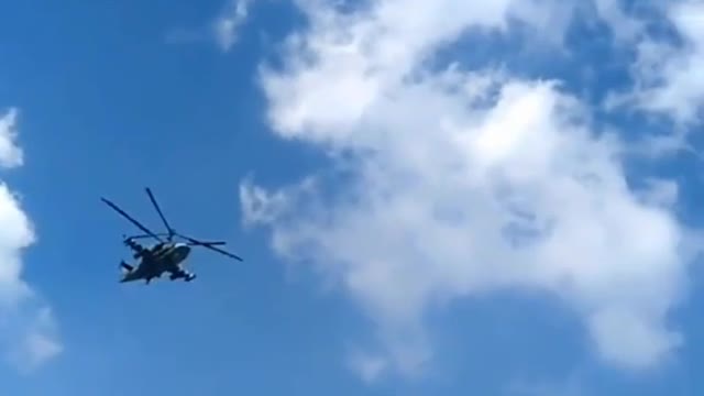 Ukraine War - Russian strike Ka-52 "Alligator" in the sky over the Donbass