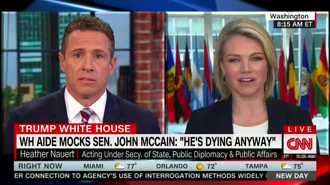 Heather Nauert RIPS Chris Cuomo For Changing North Korea Subject To John McCain