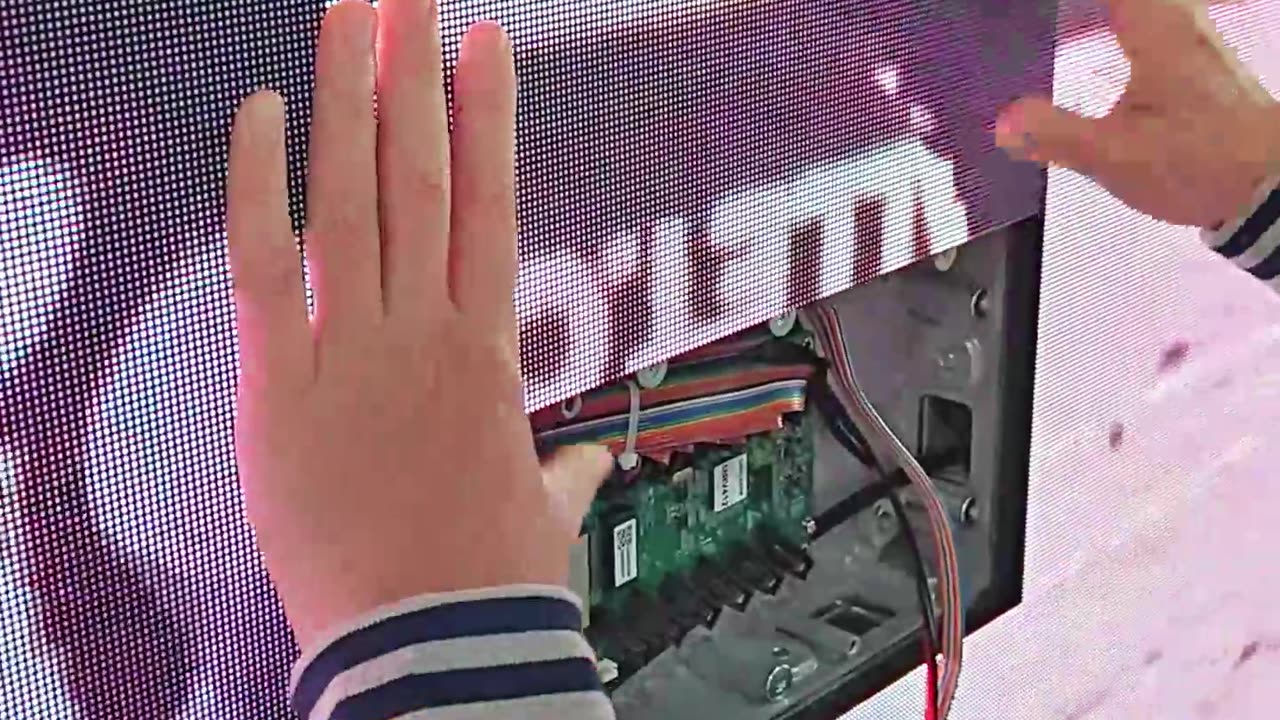 Church indoor LED screen module installation.