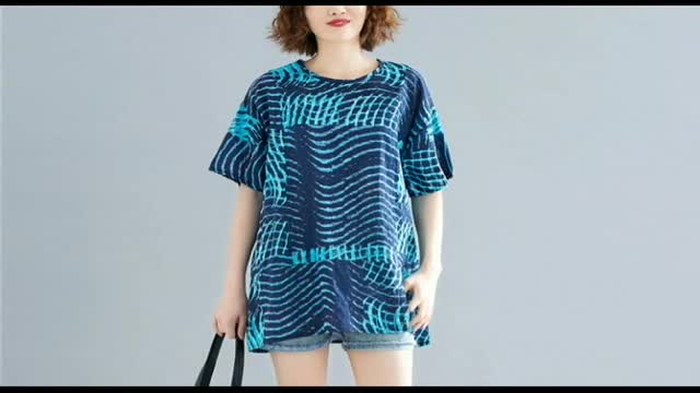 Plus Size Women T-Shirts Basic Lady Tops Tunic Big Size Print Basic Tees Cotton Linen Loose