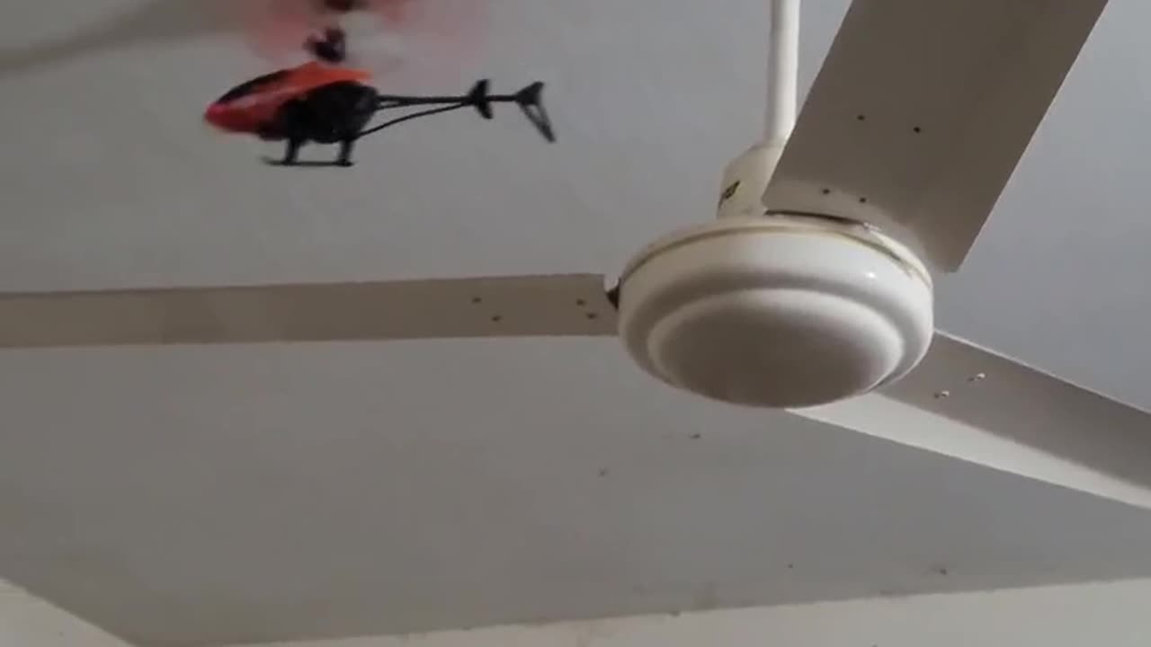 Helicopter stuck in the ceiling