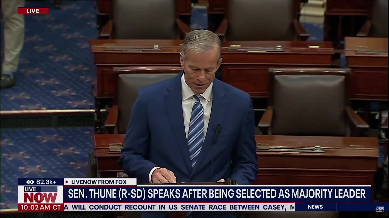 GOP Senate Majority Leader John Thune says it's time to "check the bureaucratic machine"