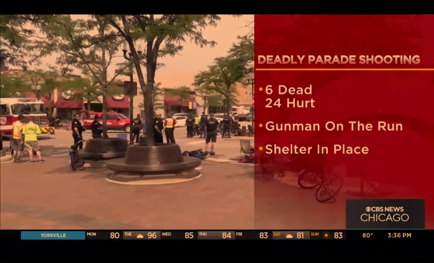 July 4th Highland Park Mass Shooting - POLICE ENGAGING SHOOTER FROM BEHIND COVER