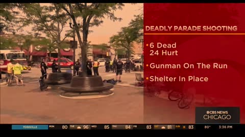 July 4th Highland Park Mass Shooting - POLICE ENGAGING SHOOTER FROM BEHIND COVER