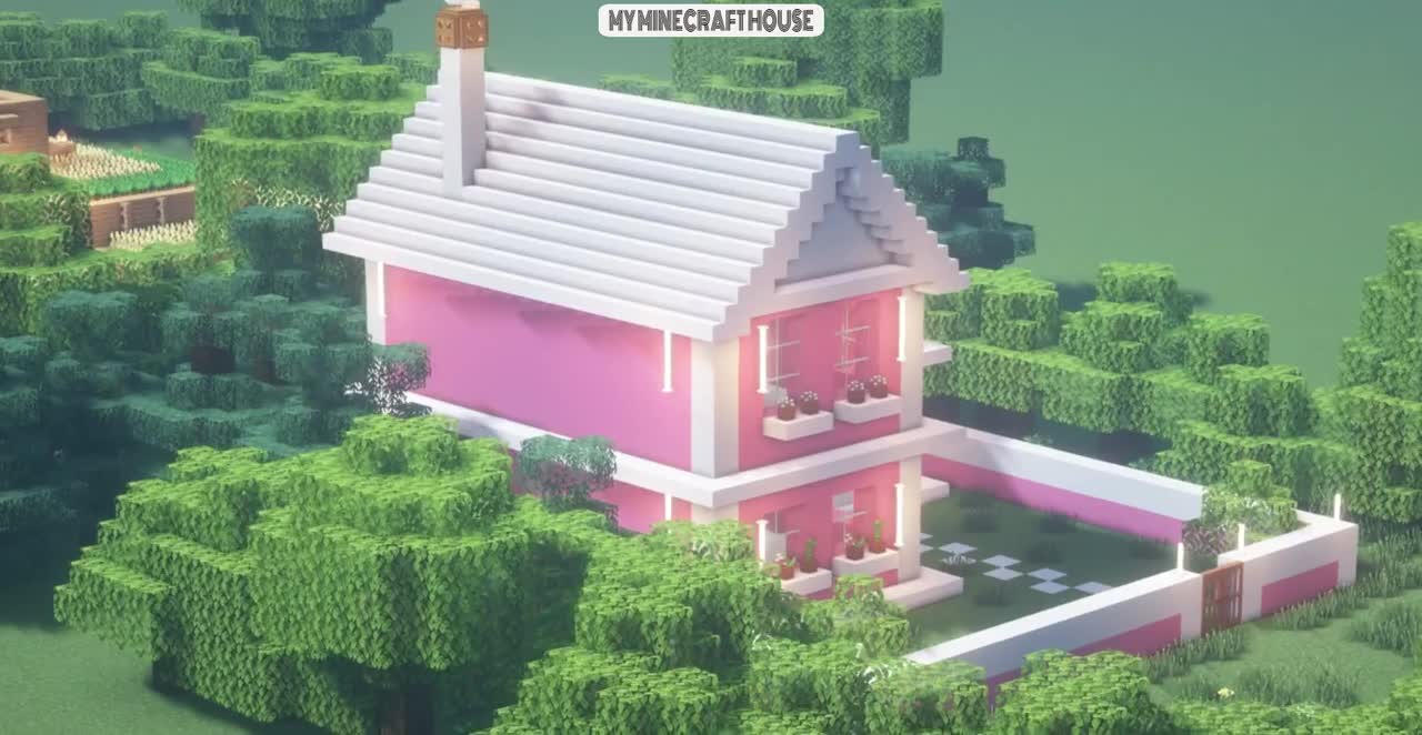 Minecraft: How to build a pink house easily and simply (#1)