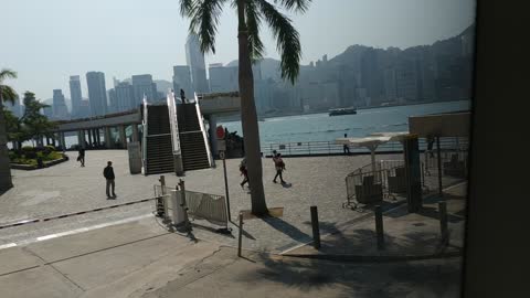 Hongkong road view Bus#2_Nathan Rd turn to Harbour with take off view_20210216