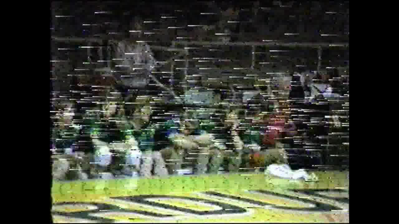 Beth plays on Mackey Arena floor - 1987