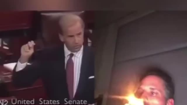 Video of Hunter Biden smoking crack next to video of Joe Biden lecturing about crack penalties.