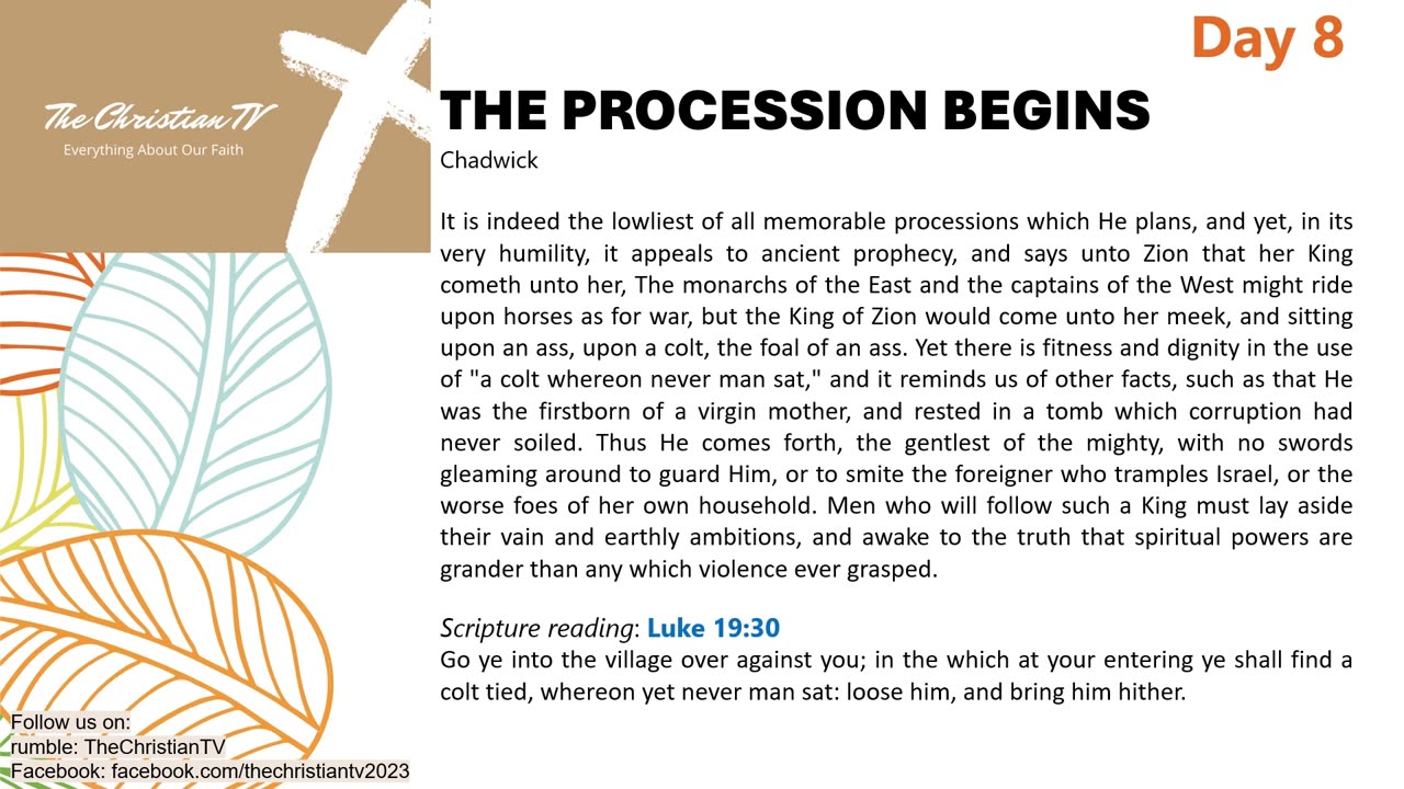 #008 I Daily Devotions I The Procession Begins I TheChristianTV