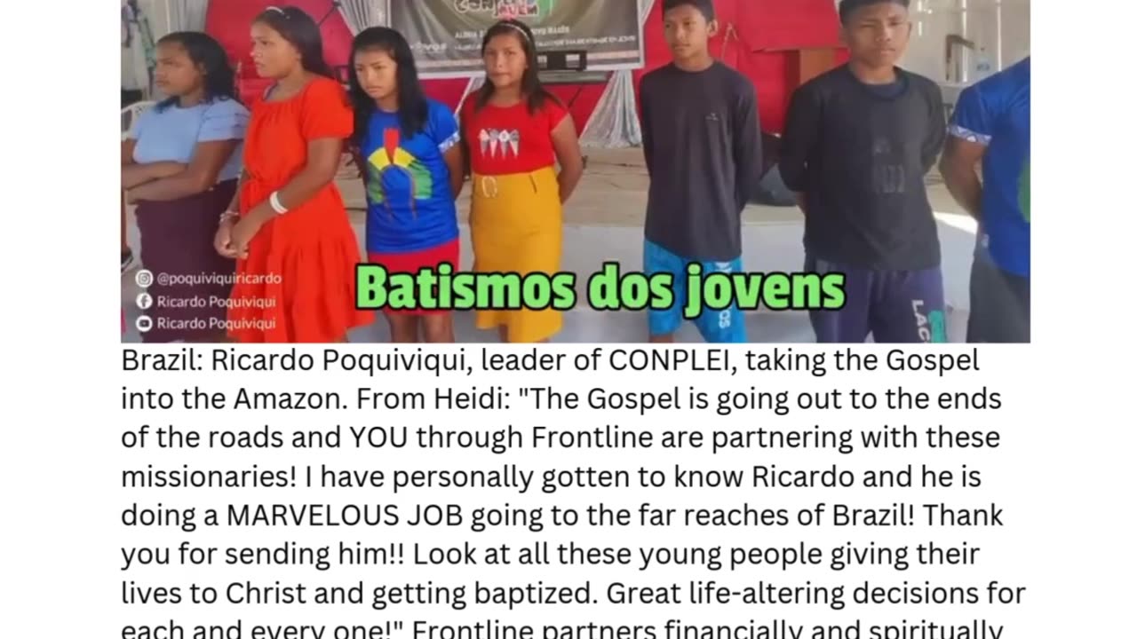 Brazil: Ricardo Poquiviqui, leader of CONPLEI, taking the Gospel into the Amazon.