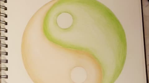 Yin Yang - Green and Brown tonal drawing.