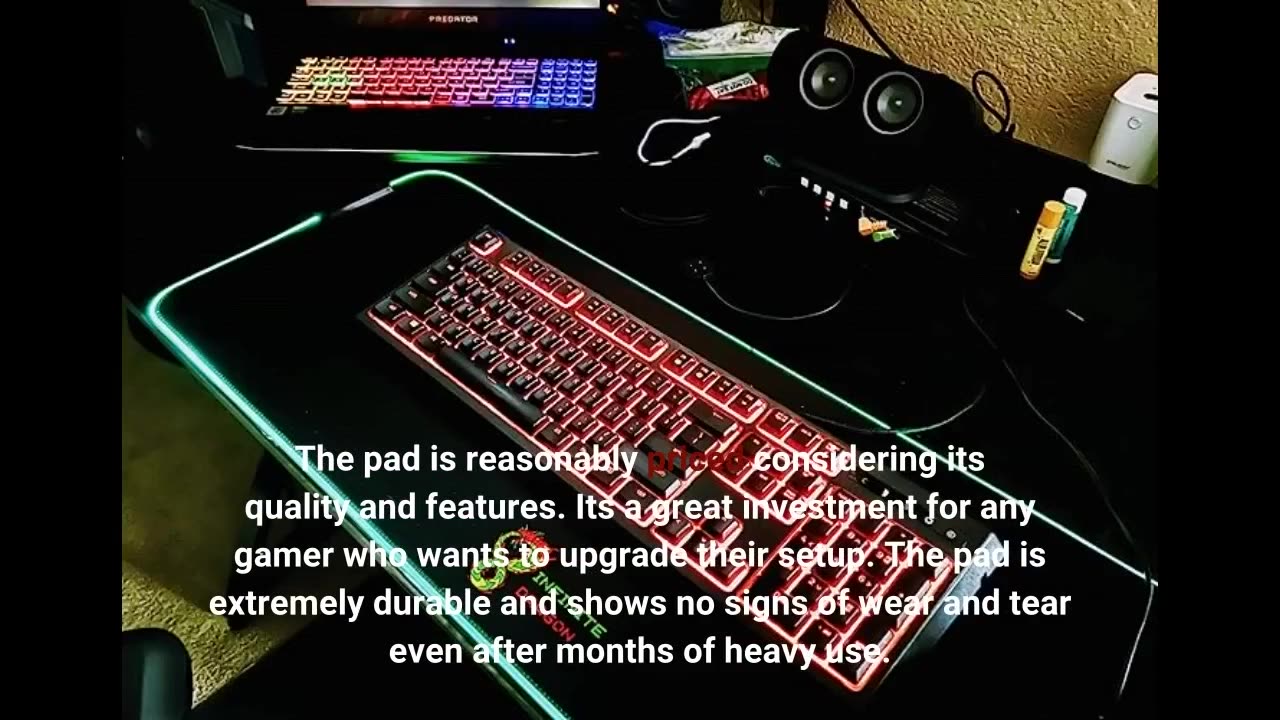 See Feedback: Infinite Dragon Dragon Fire - XL RGB LED Gaming Keyboard and Mouse Desk Pad - 14...