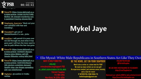 2022-01-13 07:00 EST - Patriots Soapbox AM: with LadyRWB , MykelJaye & DD