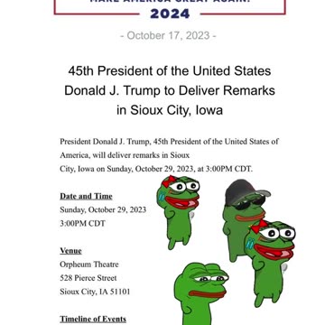 NEWSFLASH - Trump will be Speaking in Sioux City, Iowa on October 29, 2023