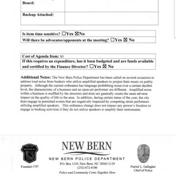 POLICE CHIEF PROPOSES BANNING AMPLIFIED SOUND