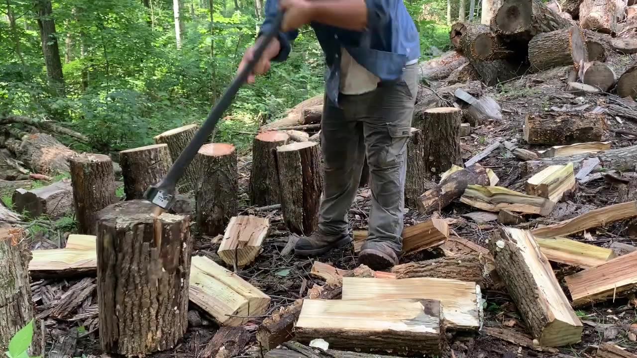 Hand splitting firewood for profit