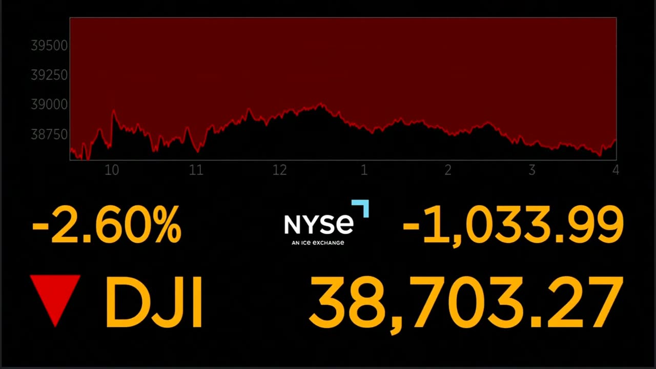 New York Stock Exchange closing bell as US recession fears send stock markets tumbling