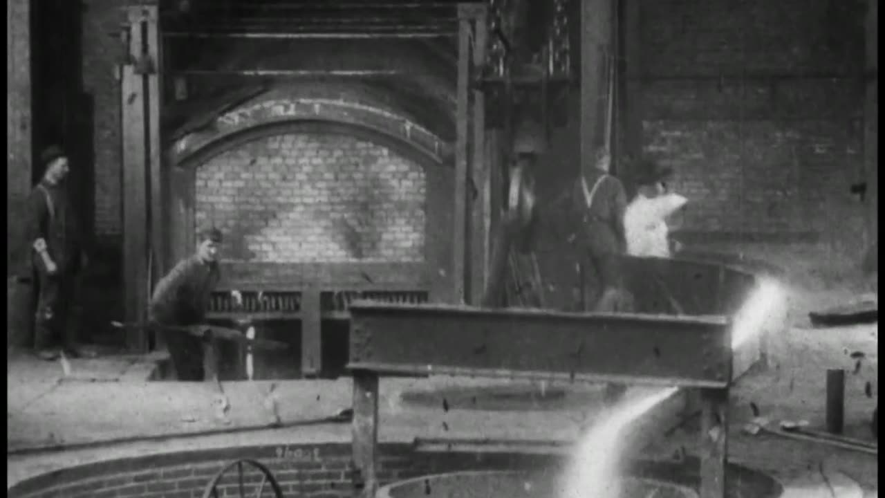 Tapping A Furnace, Westinghouse Work (1904 Original Black & White Film)