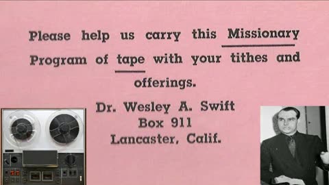 Dr. Wesley Swift - Gospel For Our Day Sept 12, 1962 - RARE