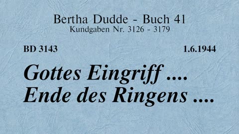 BD 3143 - GOTTES EINGRIFF .... ENDE DES RINGENS ....