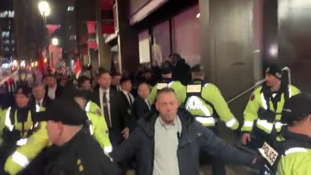 CRAZY: Justin Trudeau swarmed by angry protesters outside the Bread Bar in Hamilton.