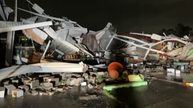 Building damaged after severe weather in Louisiana
