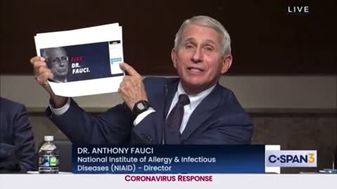 Fauci Holds Up Paper That Says To "FIRE Dr. Fauci"