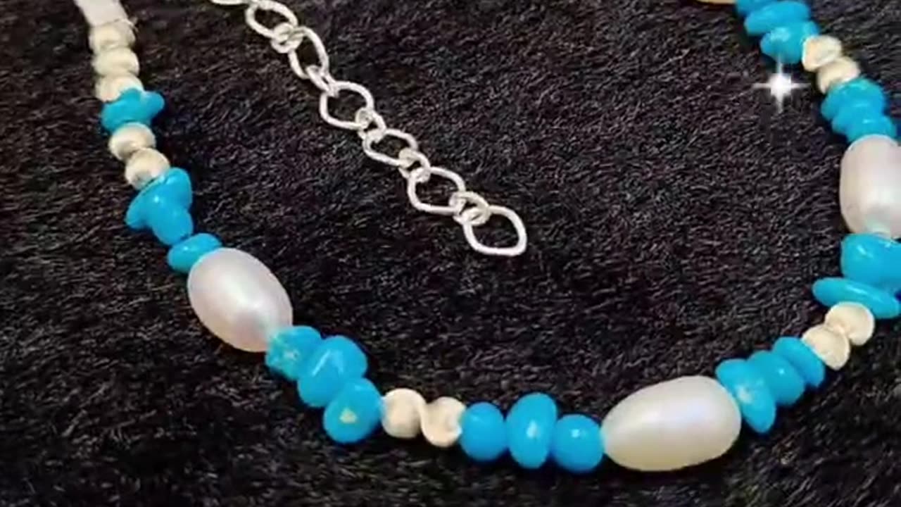 GN-20241024-02 Natural Turquoise Pearl with S925 Silver Authentic Bracelet High Jewelry Designer