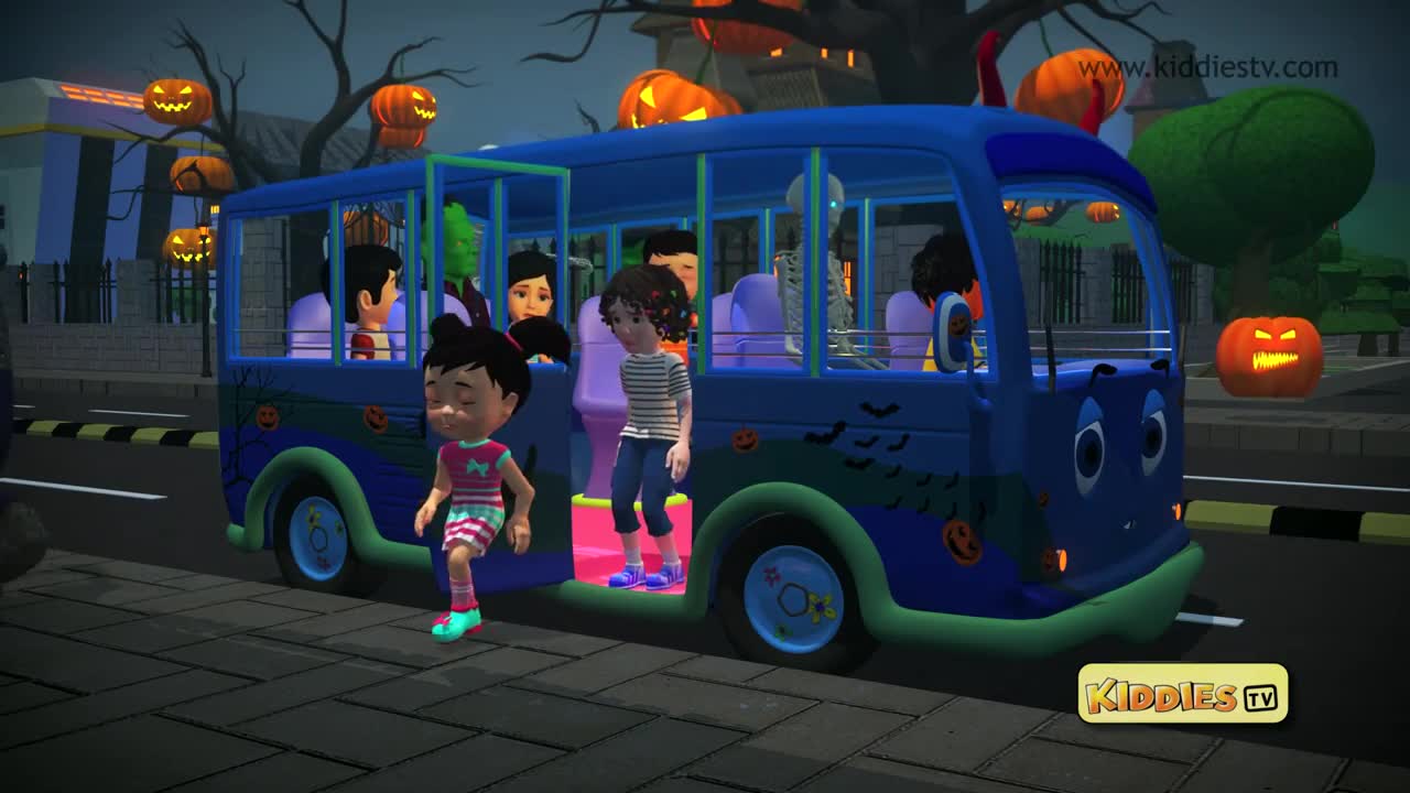 Wheels on the Bus Halloween song - Wheels on the Bus Song for Kids - Halloween Song - Kiddiestv