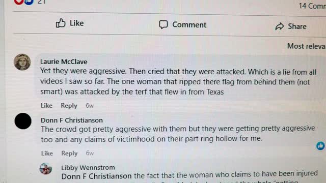 Donn Christianson is Proud of His Town. Laurie McClave Dehumanizes Us. Libby Wennstrom claims that Rachael Burt staged the whole thing.