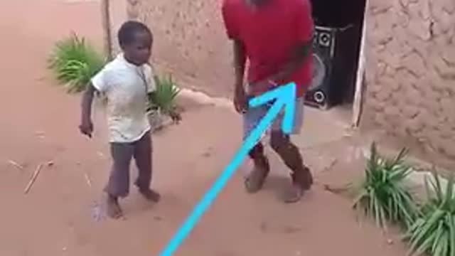 Funny dance step with two kids